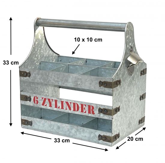 DanDiBo Weinträger Metall mit Öffner Flaschenträger 6 Zylinder V6 96402 Flaschenträger Flaschenöffner Flaschenkorb Weinflaschenträger