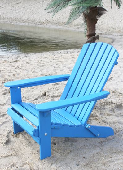 DanDiBo Strandstuhl Sonnenstuhl aus Holz Blau Gartenstuhl klappbar Adirondack Chair Deckchair