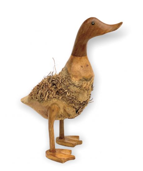 DanDiBo Deko Figur Ente Nr.58 Vogel aus Holz Skulptur Braun 30 cm Holzvogel Handgeschnitzt Stehend Tierfigur Schnitzskulptur