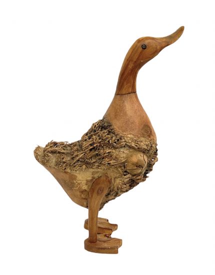 DanDiBo Deko Figur Ente Nr.58 Vogel aus Holz Skulptur Braun 30 cm Holzvogel Handgeschnitzt Stehend Tierfigur Schnitzskulptur