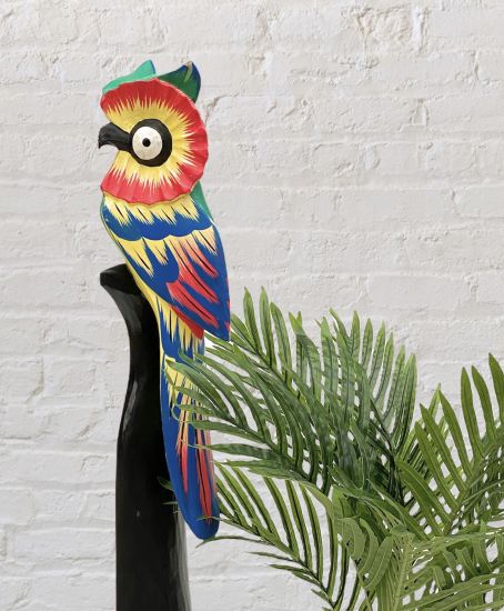 DanDiBo Deko Figur Eule Nr.19 Vogel aus Holz Skulptur Bunt 80 cm Holzvogel Handgeschnitzt Stehend Tierfigur Schnitzskulptur