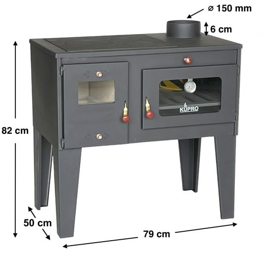 Kaminofen mit Backfach und Herdplatte Alegra 93894 6 kW Kamin Mehrfachbelegung Holzofen Ofen Holz Holzherd Küchenhexe Kochplatte Küchenofen