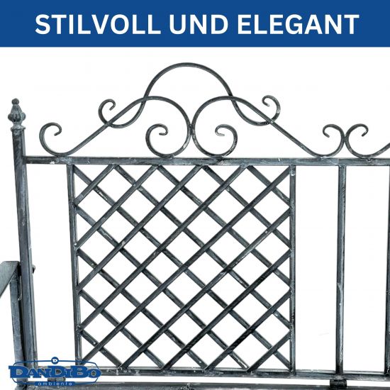 DanDiBo Gartenbank Wetterfest 2 Sitzer Metall Grau 120 cm 96592 Sitzbank Eisen Bank Garten Antik Parkbank