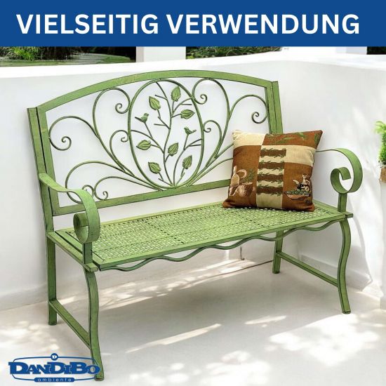 DanDiBo Garden Bench Weatherproof 2 Seater Metal Green 110 cm 96593 Bench Iron Bench Garden Antique Park Bench