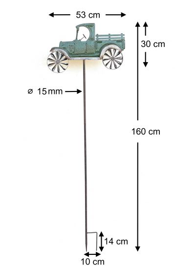 DanDiBo Gartenstecker Metall Oldtimer Auto XL 160 cm Grün 96102 Windspiel Windrad Wetterfest Gartendeko Garten Gartenstab Bodenstecker