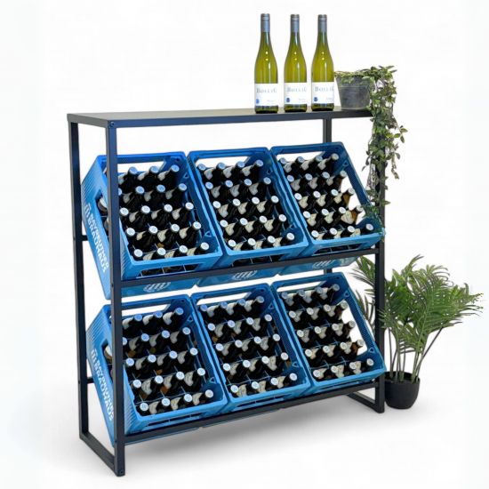 DanDiBo Beverage crate rack 6 crates with shelf Metal Stable 96435 Beverage crate holder 100 cm Beverage crate stand - Kopie