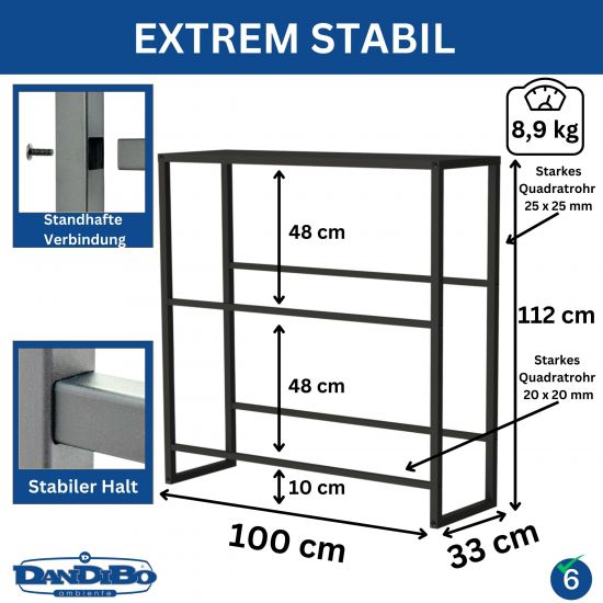 DanDiBo Getränkekistenregal 6 Kisten mit Ablage Metall Stabil 96435 100 cm Getränkeregal Kistenregal