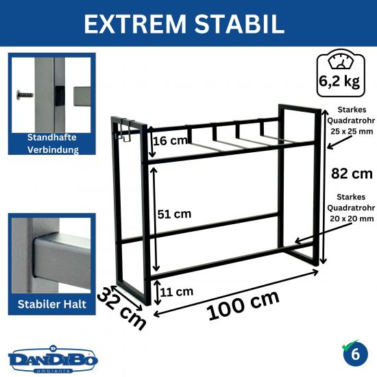 DanDiBo Getränkekistenregal 6 Kisten mit Gitter Haken 100 cm Metall 96598 Getränkeregal Kistenregal Getränkekistenhalter