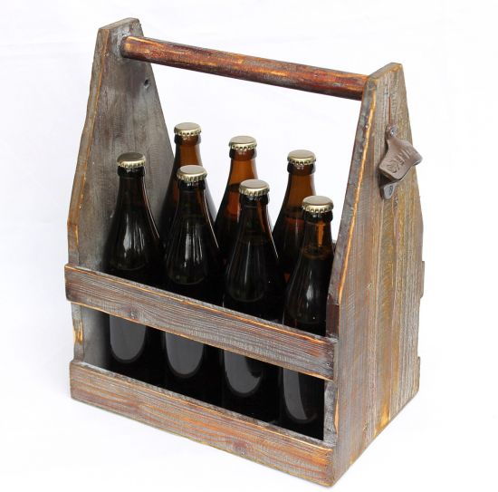 Bierträger mit Flaschenöffner 5087 Bierkiste aus Holz 38cm Flaschenträger