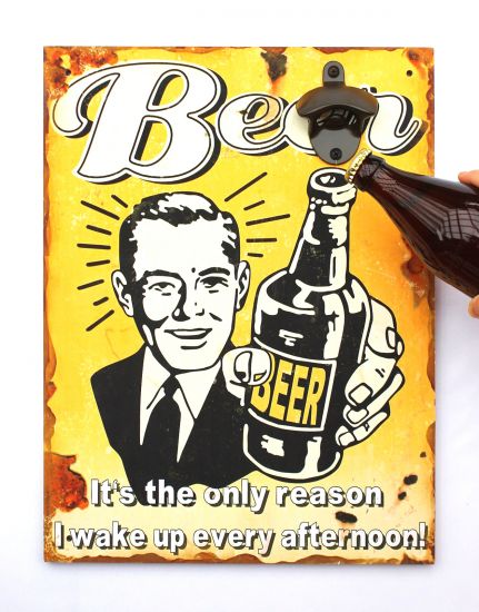 Wall mural Beer with bottle opener 40 cm Beer opener 21261 Yellow Wall bottle opener