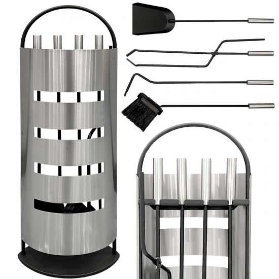 DanDiBo Fireplace Tool Set Modern Stainless Steel 5-Piece Set 96615 Fireplace Set Fireplace Accessories Stove Tools