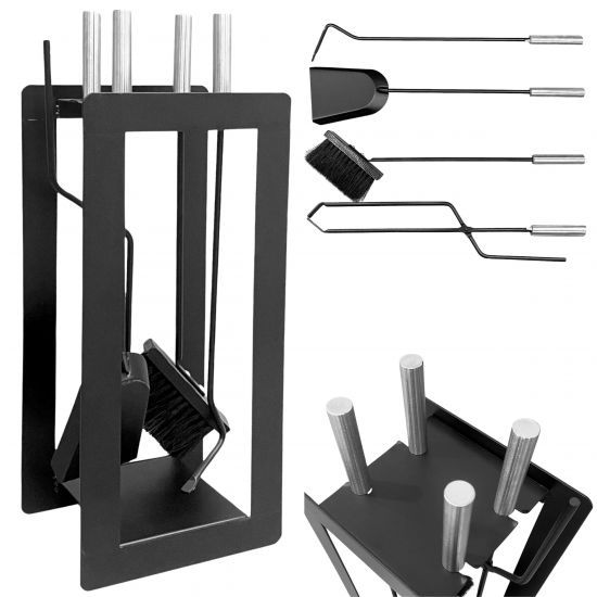 DanDiBo Modern Fireplace Tool Set Black 5-Piece Set 96572 Fireplace Companion Set Fire Tool Set