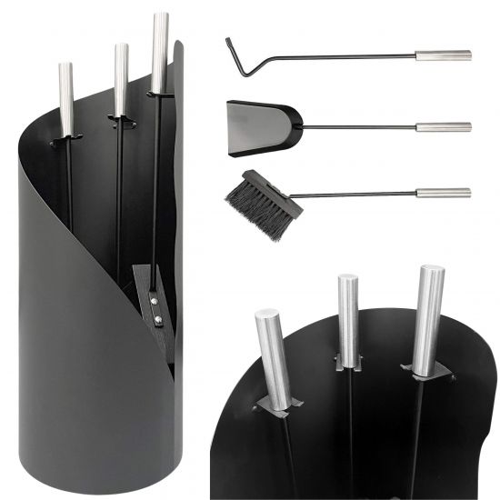 DanDiBo Fireplace Tool Set Black Modern 4-Piece Set 96571 Fireplace Set Fireplace Accessories Stove Tools