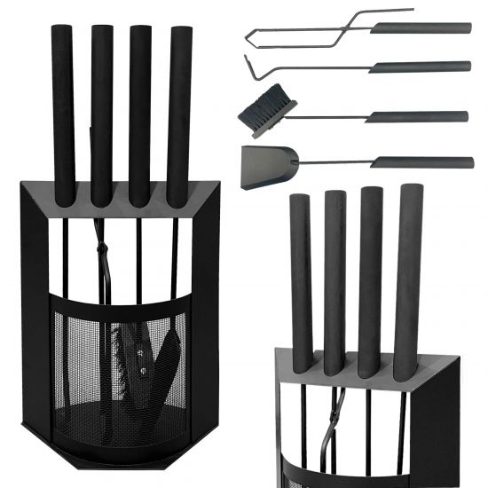 DanDiBo Fireplace Tool Set Black Modern 5-Piece Set 96616 Fireplace Set Fireplace Accessories Stove Tools