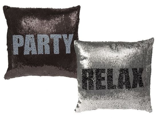 Pailletten Kissen Relax & Party Glitzer mit Füllung 40x40 cm 190312 Reisverschluss Dekokissen Zierkissen Geschenk Lustig Farbwechsel