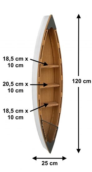 DanDiBo Regal Boot Wandregal 120 cm in Bootsform aus Holz Antik MR83 Maritim Bootsregal Badregal Badschrank Braun für die Wand