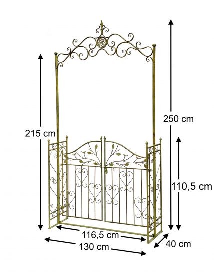 DanDiBo Rosenbogen mit Tür Metall Breite 130 cm Grün 93997 Rundbogen Wetterfest Massiv Volleisen Rankhilfe