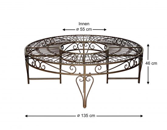 DanDiBo Rundbank Metall wetterfest Braun Ø 135 cm Baumbank 96188 Gartenbank Parkbank Sitzbank