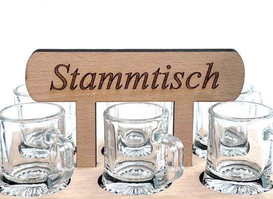 Schnapsbrett 20cm mit Gravur Stammtisch mit 6 Gläser Schnapslatte Schnapsleiste Schnapsrunde Serviertablett