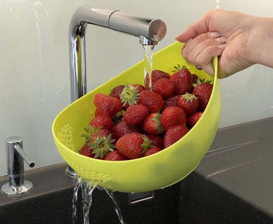 Bowl with colander Plastic 521 Blue Pasta colander Kitchen colander Washing bowl Draining colander Salad bowl Dishwasher-safe