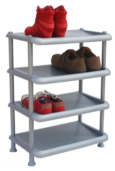 DanDiBo shoe rack plastic 93873 Stackable shoe rack Open shoe rack with 4 levels Grey shoe cabinet