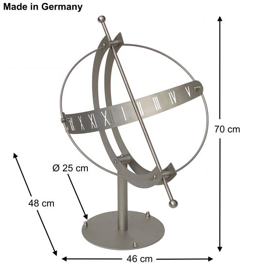 DanDiBo Sonnenuhr Edelstahl für den Garten 70 cm Rostfrei mit Säule Ausrichtbar Wetterfest Gartenuhr Modern Metall