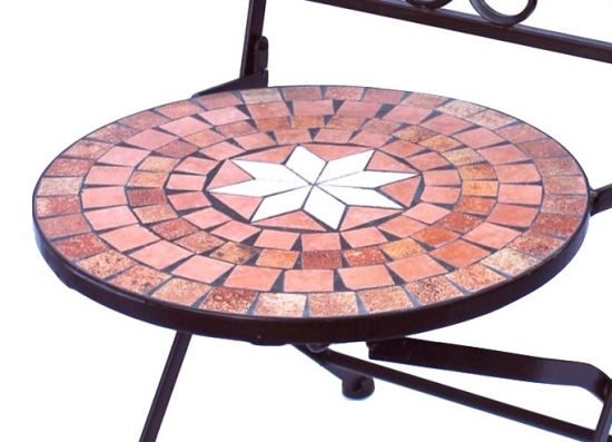 DanDiBo Gartenstuhl Metall Mosaik Merano Stuhl 12002 H-95 cm Metallstuhl Mediterran Wetterfest Bistrostuhl Gartenmöbel Klappstuhl mit Naturstein