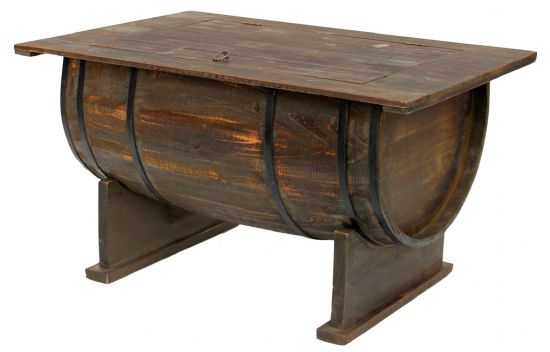 DanDiBo Couchtisch Wohnzimmer Vintage halbiertes Weinfass 5084-H 80cm Tisch aus Holz Beistelltisch Weinregal Fass Bar
