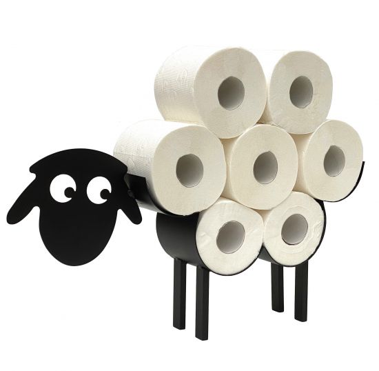 DanDiBo Toilettenpapierhalter Schwarz Metall Schaf 3.0 WC Rollenhalter Klopapierhalter Freistehend WC Papierhalter Toilettenrollenhalter