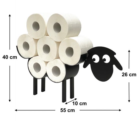 DanDiBo Toilettenpapierhalter Schwarz Metall Schaf 3.0 WC Rollenhalter Klopapierhalter Freistehend WC Papierhalter Toilettenrollenhalter
