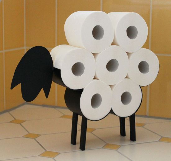 DanDiBo Toilettenpapierhalter Schwarz Metall Schaf WC Rollenhalter Freistehend WC Papierhalter