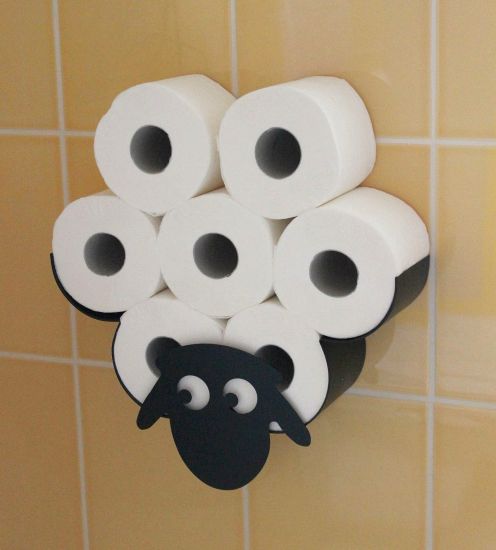 DanDiBo Toilettenpapierhalter Wandmontage Schwarz Metall Schaf WC Ersatzrollenhalter Papierhalter Rollenhalter