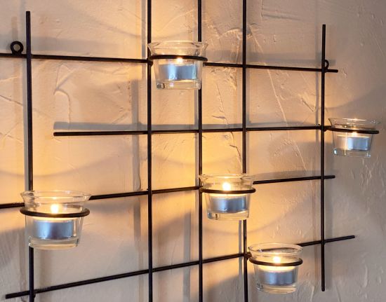 DanDiBo Wandteelichthalter Metall Leuchter 5XXL Wandkerzenhalter 50 cm Teelichthalter Wand Kerzenhalter Wanddeko