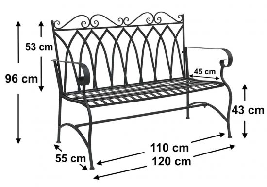 Bank Sitzbank 18940 Gartenbank "Roma" aus Metall B-119cm