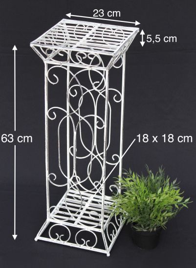 DanDiBo Flower Stool Metal White Square 63 cm Flower Stand 20304 Flower Column Side Table Plant Stand