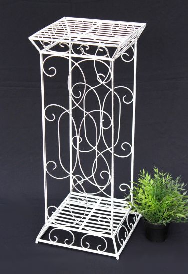 DanDiBo Flower Stool Metal White Square 77 cm Flower Stand 20304 Flower Column Side Table Plant Stand