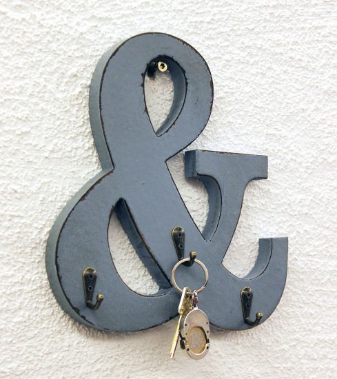 Letter  &   with 3 key hooks   24cm YX-14B394 Vintage Shabby Key rack   Hook