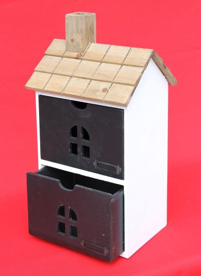 Minikommode Haus Kommode 14B407 Schrank mit 2 Schubladen 43cm Ordner Küchenregal