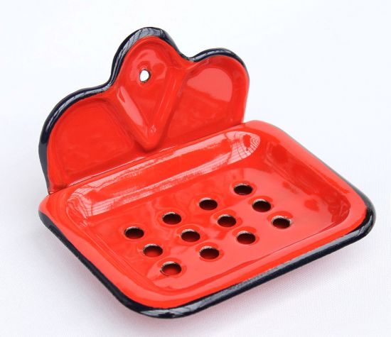 Soap dish 618 Soap holder 13cm enamelled Cottage Style Enamel Soap  (red)