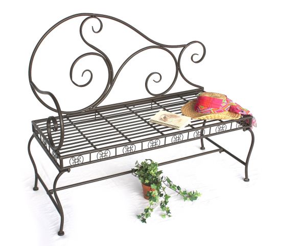 DanDiBo Garden Bench Metal Brown Weatherproof 123 cm Bench Seat 2-Seater DY140488 Metal Garden Bench with Backrest Park Bench Garden Antique