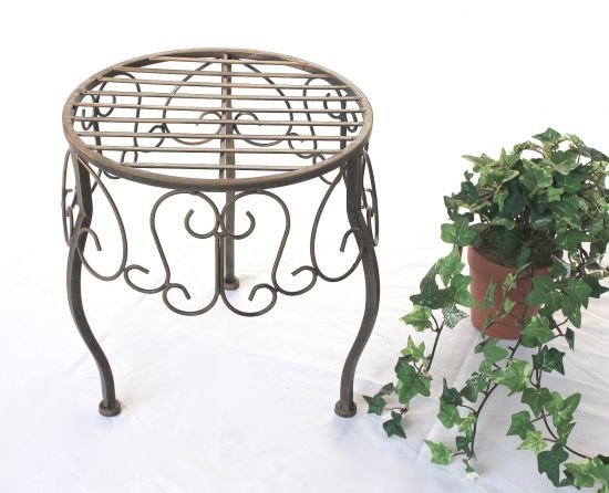 DanDiBo Flower Stool Metal Brown Round 30 cm Flower Stand 140129 M Side Table Plant Stand Small