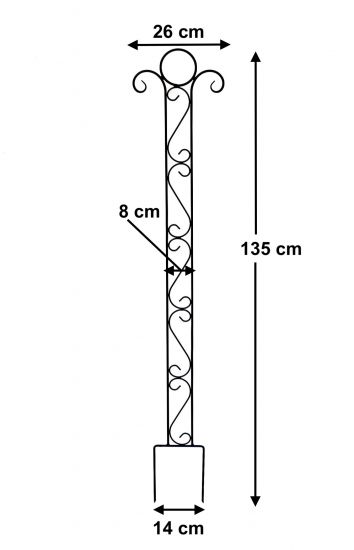 Growth support    Classic  Trellis made from metal  135cm Plant support  Stake  Support