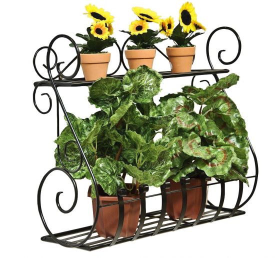 DanDiBo wall flower holder metal black 50 cm wall shelf Sebino flower stand flower shelf wall pot holder