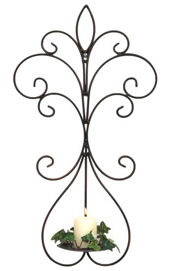 DanDiBo Wandkerzenhalter Metall Antik Schwarz 12107 Kerzenhalter Wand 58cm Schmiedeeisen Kerzenleuchter Einzel