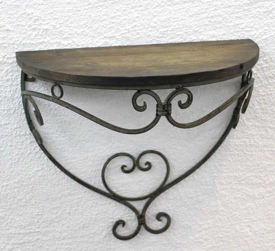 Wall shelf 12095 Wall bracket 40 cm "Malega" XL made of metal with wooden shelf Bathroom shelf