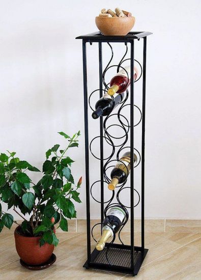 Weinregal Metall Schwarz Blumensäule "Oktave" 100cm Flaschenständer Regal Flaschenhalter