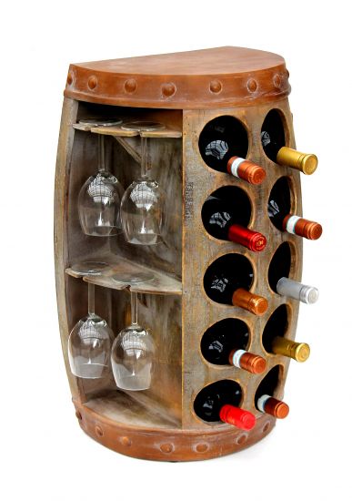 Weinregal Weinfass 1547 Beistelltisch Schrank Fass aus Holz 65cm Weinbar Bar Wandtisch Flaschenregal