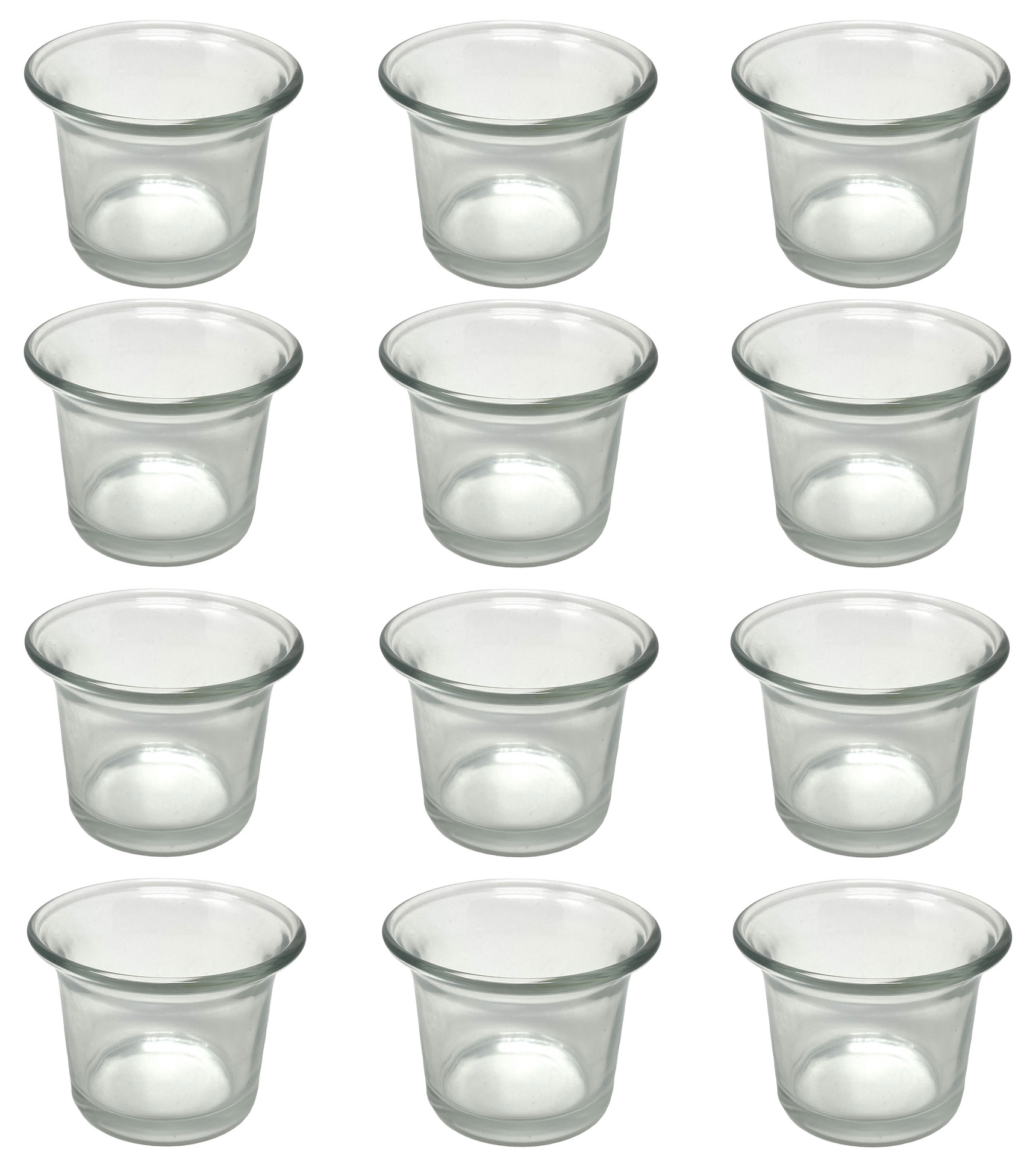 12x Teelichtgläser Teelichthalter Glas 4,5 Teelichtglas DanDiBo-Ambiente geschwungen Klar cm hoch - Kerzenhalter