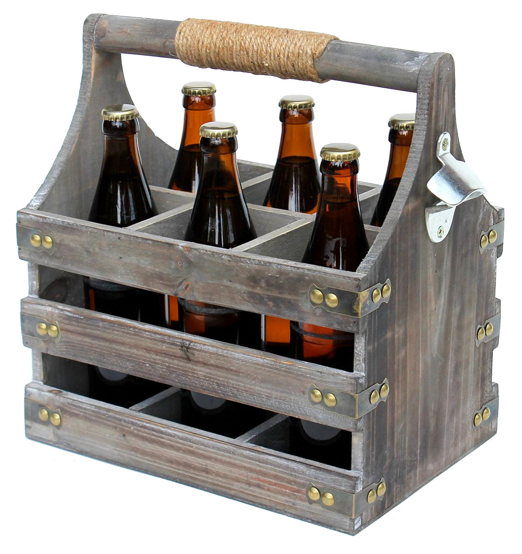 DanDiBo Bierträger aus Holz 93860 Flaschenträger mit Flaschenkorb Öffner Flaschenöffner Männergeschenke-DanDiBo Männerhandtasche
