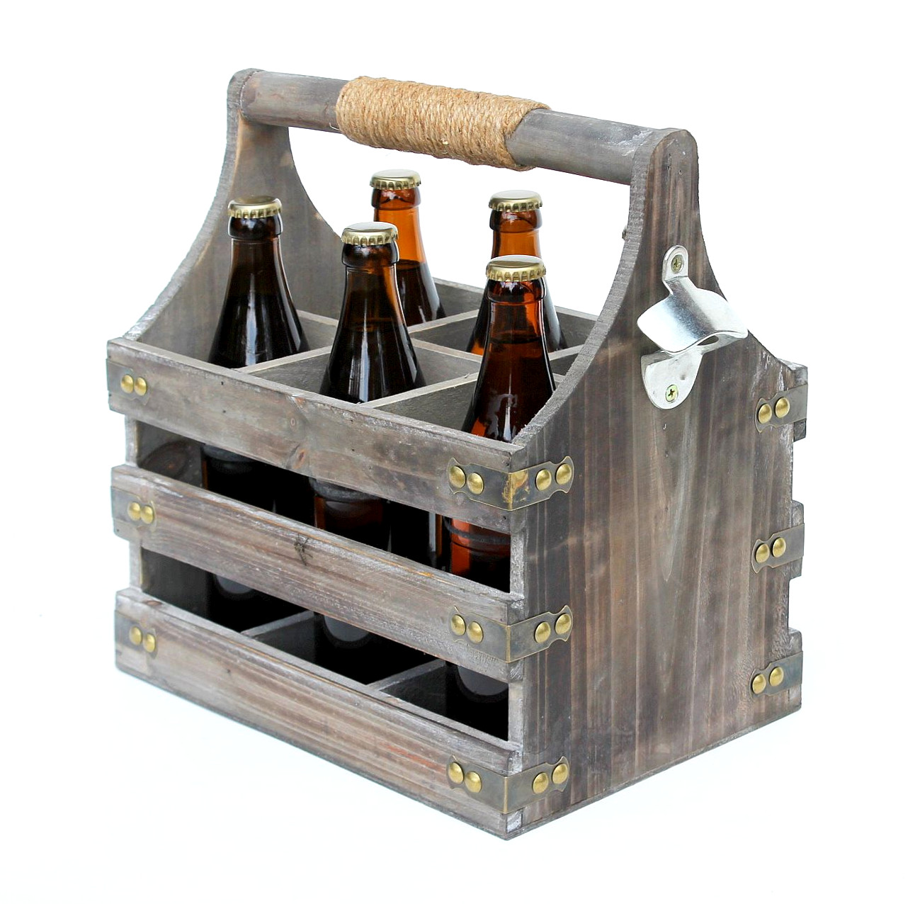 DanDiBo Bierträger aus Holz mit Flaschenträger Männergeschenke-DanDiBo 93860 Männerhandtasche Flaschenöffner Öffner Flaschenkorb